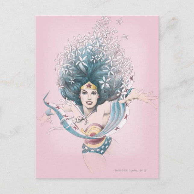 Carte Postale Wonder Woman and Flowers (Devant)