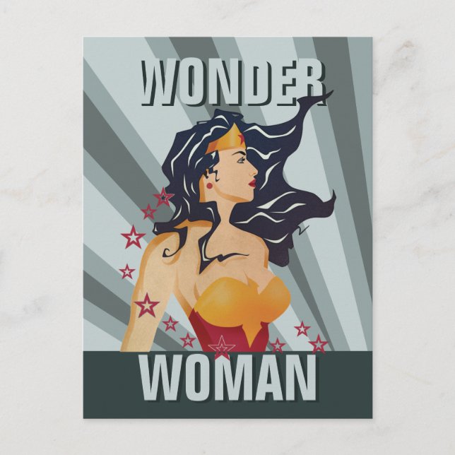 Carte Postale Wonder Woman Profil rétrospectif Sunburst (Devant)