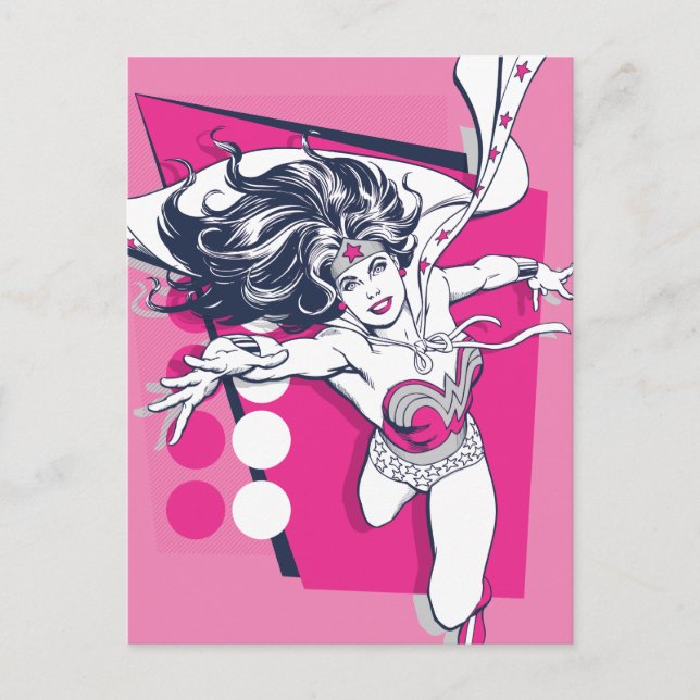 Carte Postale Wonder Woman Retro Glam Caractère Art (Devant)