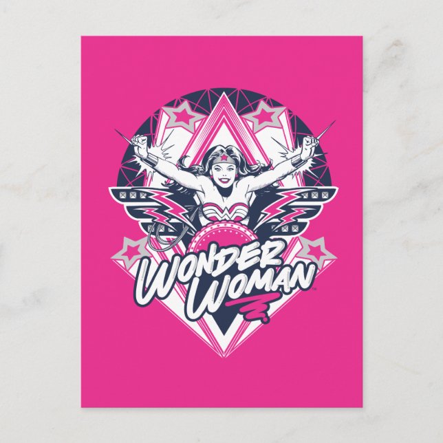 Carte Postale Wonder Woman Retro Glam Rock Graphic (Devant)