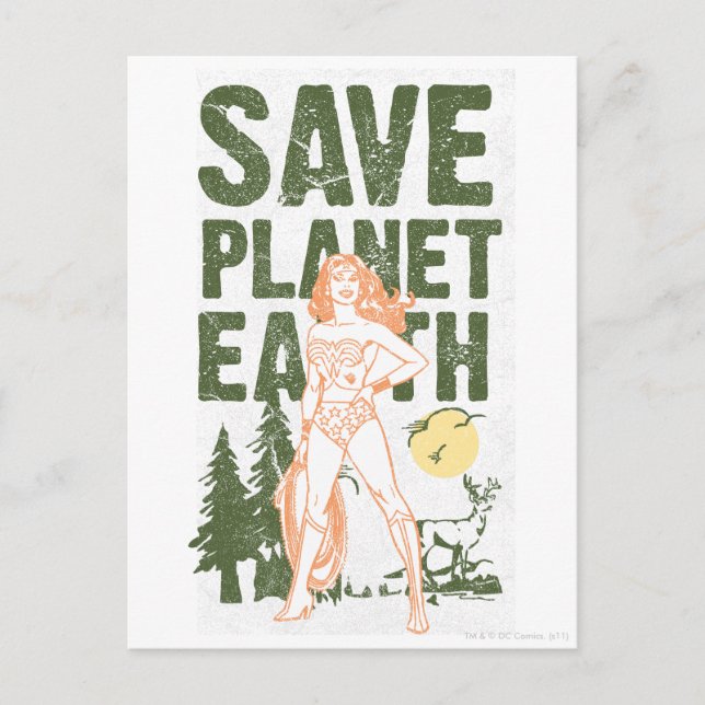 Carte Postale Wonder Woman Sauver la planète Terre (Devant)