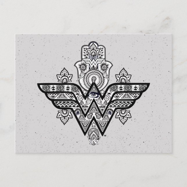 Carte Postale Wonder Woman Spirituel Paisley Hamsa Logo (Devant)