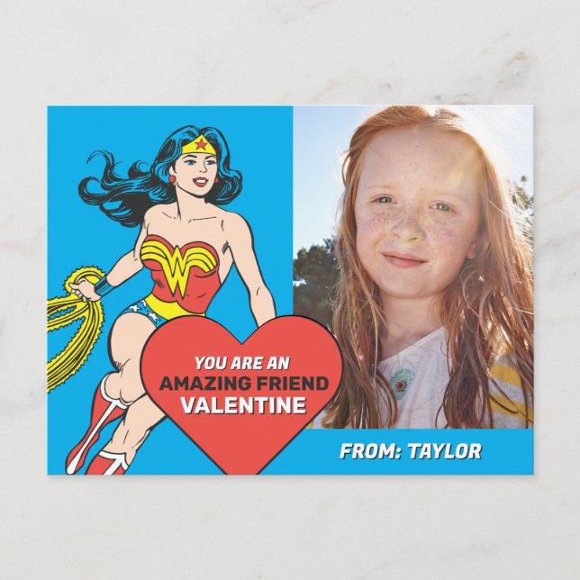 Carte Postale Wonder Woman Super Friend | Saint Valentin (Devant)
