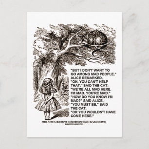 Carte Postale Wonderland Alice Go Among Mad People Citation