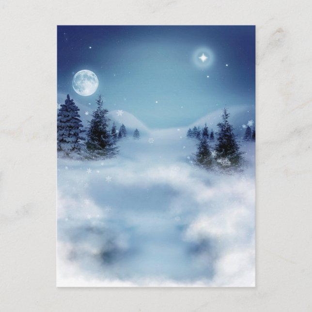 Carte Postale Wonderland d'hiver de nuit (Devant)