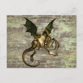 Carte Postale Wonderland Jabberwocky sur le bois en détresse