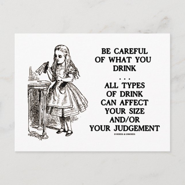 Carte Postale Wonderland Soyez Prudent Ce Que Vous Buvez (Alice) (Devant)