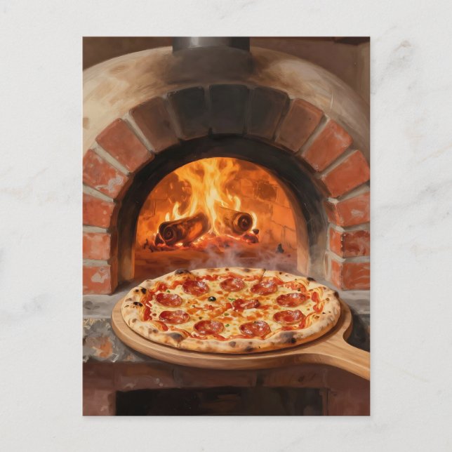 Carte Postale Wood-Fired Pepperoni Pizza Rustic Italian  (Devant)