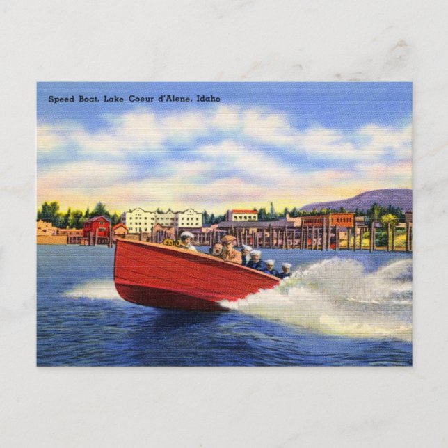 Carte Postale Wooden Speed Boat on Lake Coeur d'Alene, Idaho (Devant)