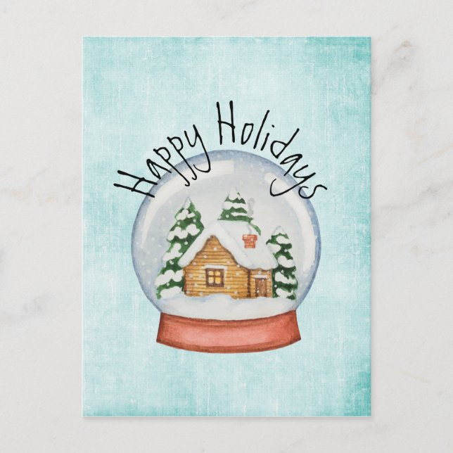 Carte Postale Woodland Cabine Globe des neiges (Devant)