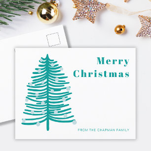 Carte postale Woodland Christmas Tree Family Holid