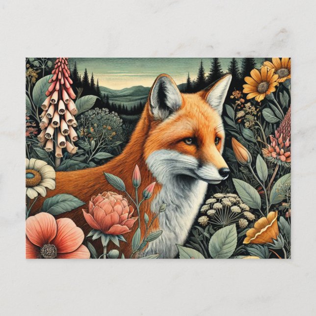 Carte postale Woodland Fox | L'art animal de la fo (Devant)