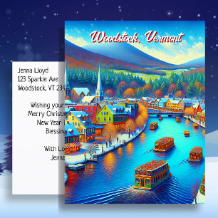 Carte Postale Woodstock, Vermont à l'heure de Noël