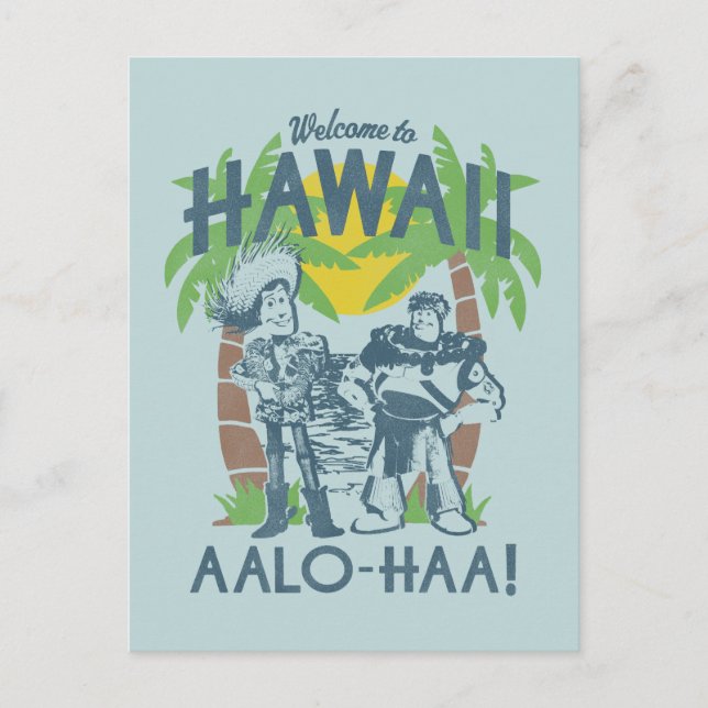 Carte Postale Woody et Buzz - Bienvenue à Hawaii (Devant)