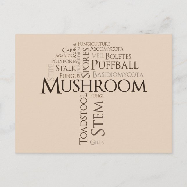 Carte Postale Word Mushroom (Texte Brown) (Devant)