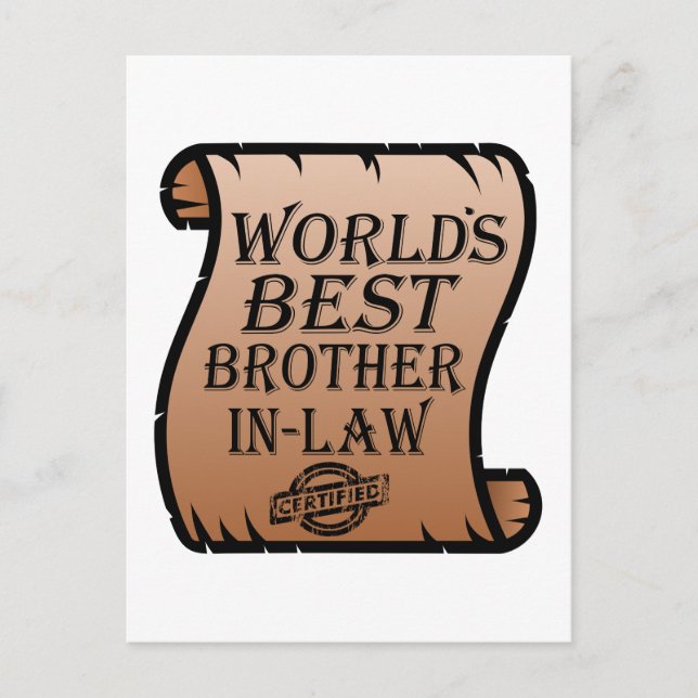 Carte Postale World Best Brother-in-law Certificat drôle (Devant)