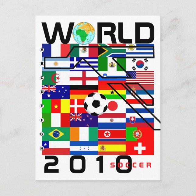 Carte Postale World Cup Soccer 2010 Tous les drapeaux de l'équip (Devant)
