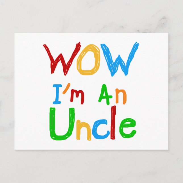 Carte Postale WOW Je suis un T-shirt Oncle et des GIfts (Devant)