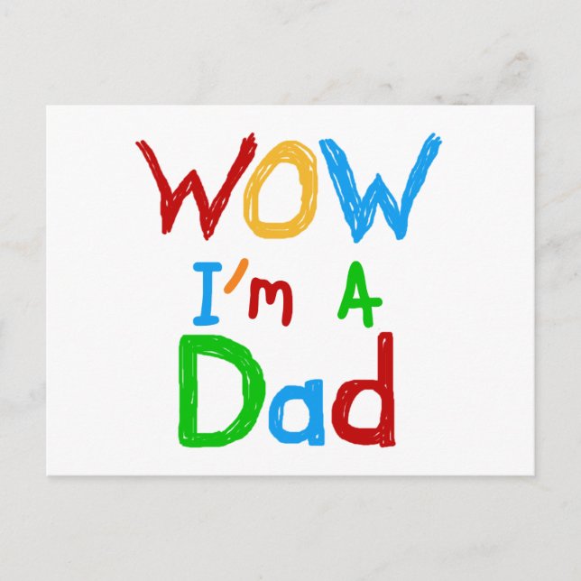 Carte Postale WOW Je suis un t-shirt papa et des GIfts (Devant)