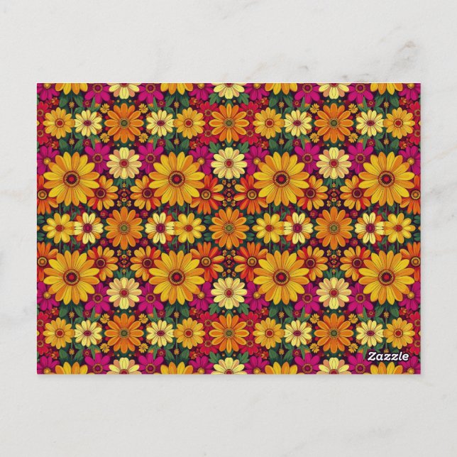 Carte Postale Wow ! Motif floral coloré et lumineux. (Dos)