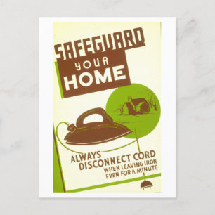 Carte postale WPA vintage : Débranchez votre fer !
