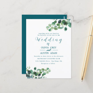 Carte Postale Wreath d'Eucalyptus | Faire-part de mariage aquare