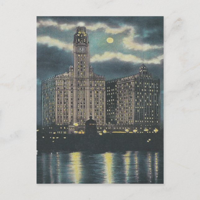 Carte Postale Wrigley vintage construisant Chicago (Devant)