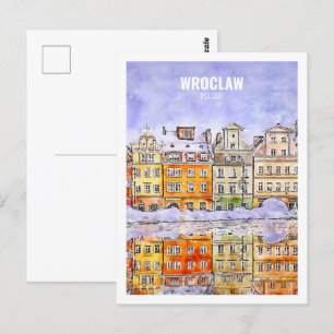 Carte Postale Wroclaw Pologne Fameux Voyage Aquarelle Sketch