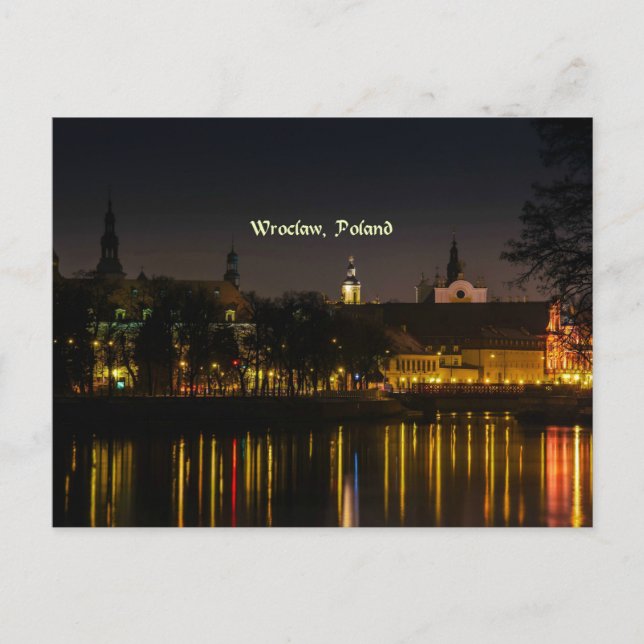 Carte Postale Wroclaw, Pologne, photo du paysage urbain, crépusc (Devant)