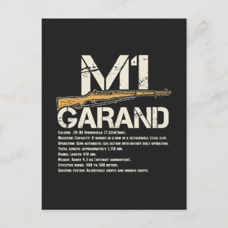 Carte Postale WW2 M1 Garand Weapon Specs