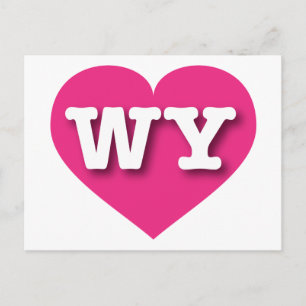 Carte Postale Wyoming Hot Pink Heart - J'aime WY