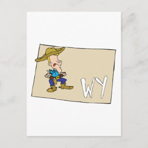 Carte Postale Wyoming WY Cartoon Map avec le Wyoming Cowboy amus