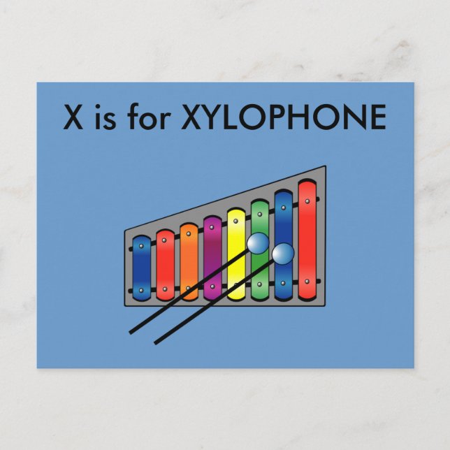 Carte Postale "X" est pour Xylophone Alphabet Flashcard (Devant)
