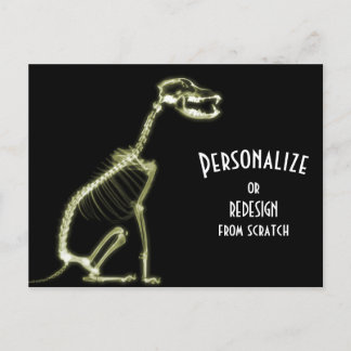 Carte Postale X-Ray Skeleton Dog - Jaune