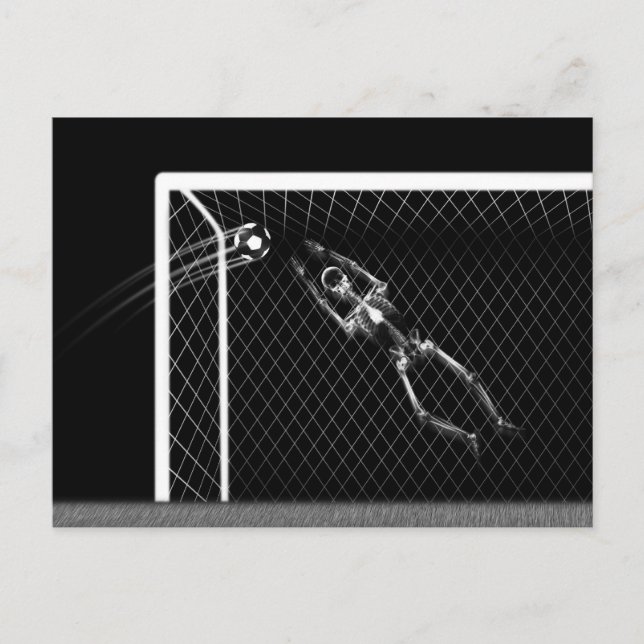CARTE POSTALE X-RAY SKELETON SOCCER GOALIE B&W (Devant)