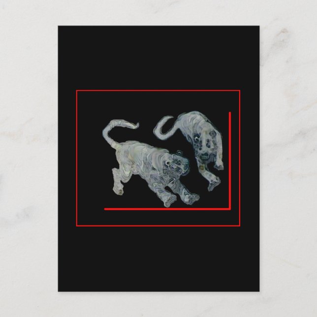 Carte Postale Xian China 2002 Ghost Tigers Red Boarder jGibney (Devant)