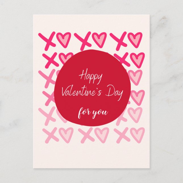 Carte Postale XOXO Bold Joyeux Jour des Valentines modernes pers (Devant)