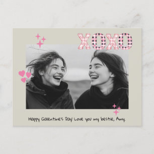 Carte Postale XOXO Galentine's Day moderne Photo & Texte personn