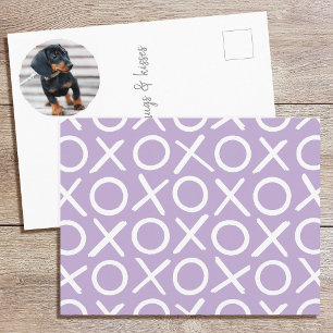Carte Postale XOXO Pinceau personnalisé Photo de chien Violet Mo