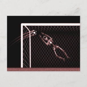 CARTE POSTALE XRAY SKELETON SOCCER GOALIE RED