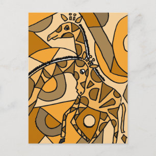 Carte Postale XX- Art de girafe amusant