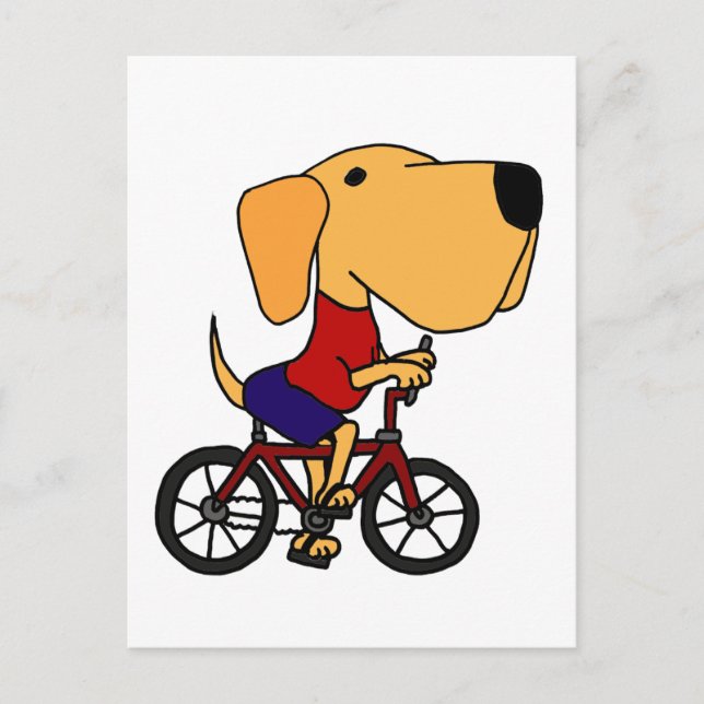 Carte Postale XX- Caricature à bicyclette pour chien jaune du La (Devant)