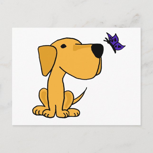 Carte Postale XX- Cartoon à papillon de surveillance du Labrador (Devant)