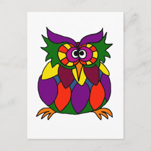 Carte Postale XX- Dessin artistique de la Chouette funky