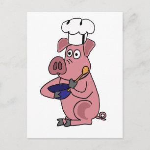 Carte Postale XX- Drôle de Cochon Chef Dessin Animé