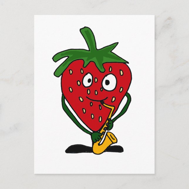 Carte Postale XX- Fraise Jouer Saxophone (Devant)