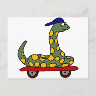Carte Postale XX- Funny Boa Constrictor sur skateboard