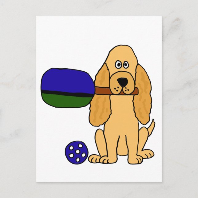 Carte Postale XX- Pickleball Cocker Spaniel Cartoon (Devant)