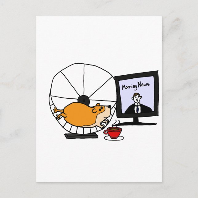 Carte Postale XY - Un hamster drôle sur une satire de roue d'exe (Devant)
