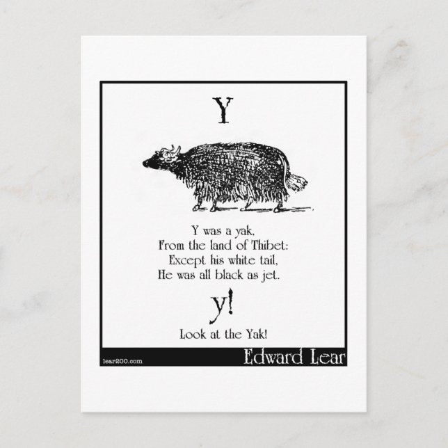 Carte Postale Y était un yak (Devant)